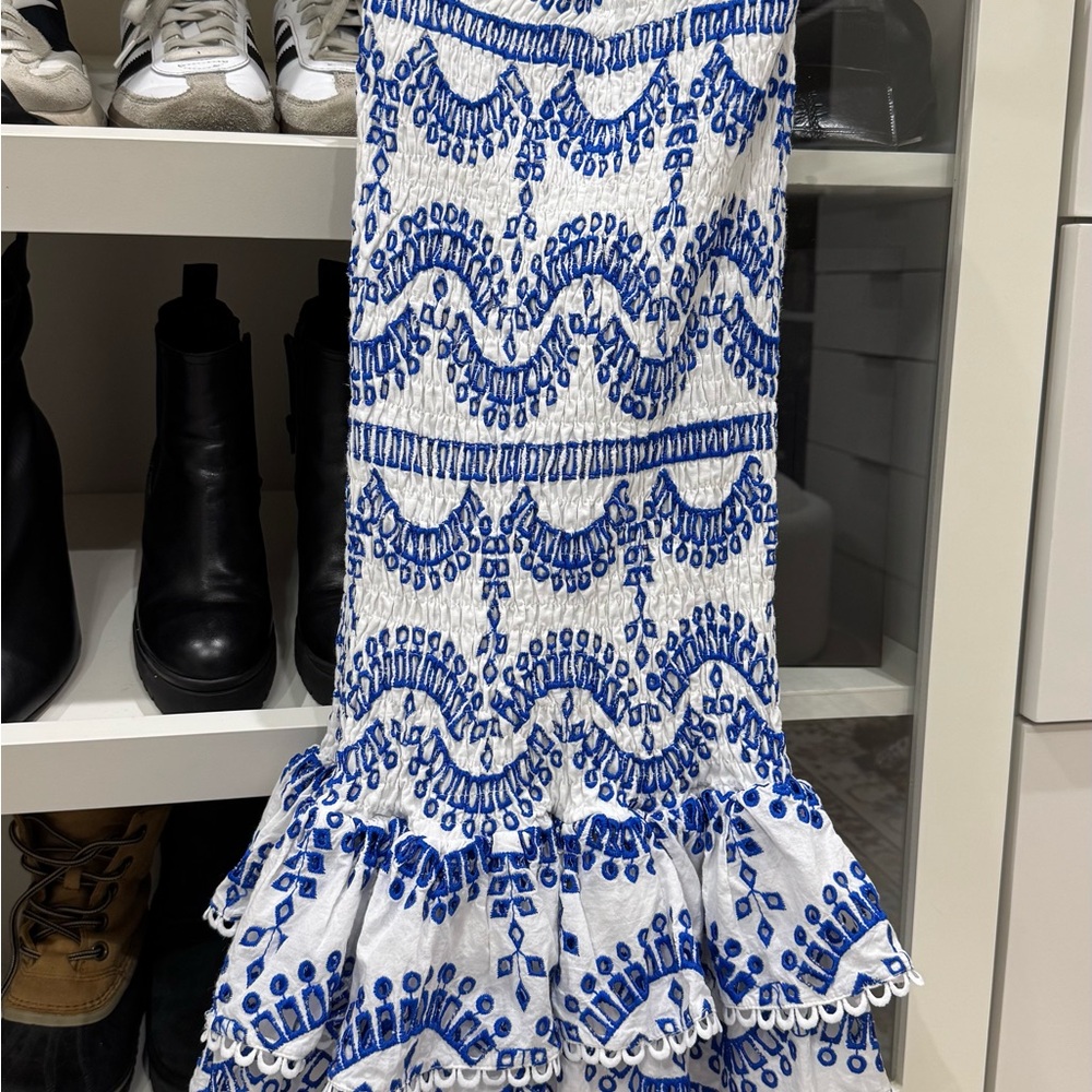 Commense Blue and White Maxi Dress Skirt